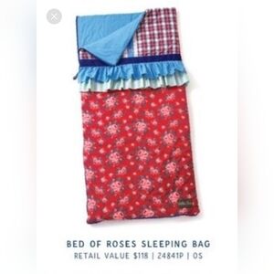 Matilda Jane Bed Of Roses Sleeping Bag Girls Red Floral Plaid Ruffle Roll-up